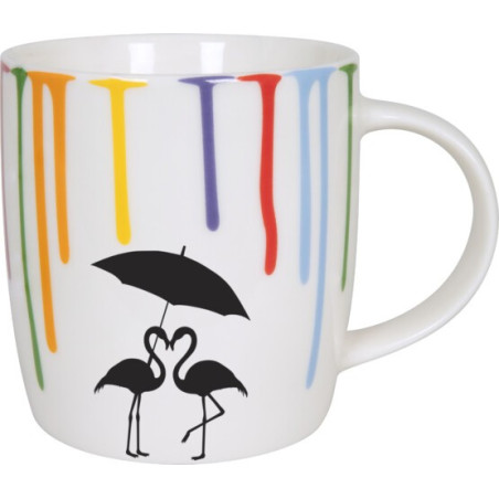 MUG-RAINBOWDROPS - FLAMINGO - KONITZ