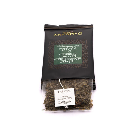 THÉ VERT ARÔMES NATURELS DE CITRON GINGEMBRE BIO, 24 SACHETS CRISTAL® ENVELOPPÉS