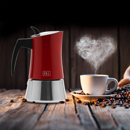 CAFETIERE ITALIENNE INOX MOKA HOLA ROUGE 4 T