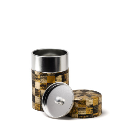 Shikaku - boîte à thé papier washi motif damier noir 100g
