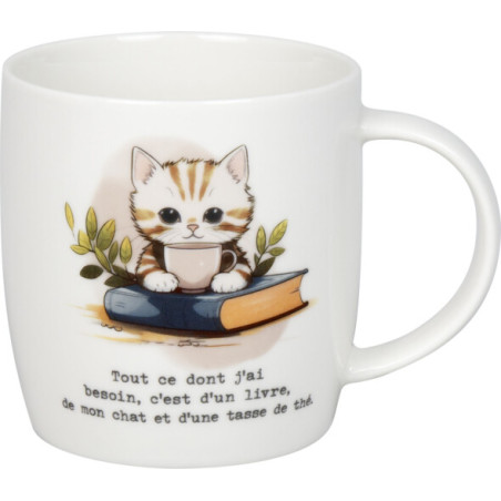 Mugs, livres, chat et thé (français) - 400 ML - KONITZ