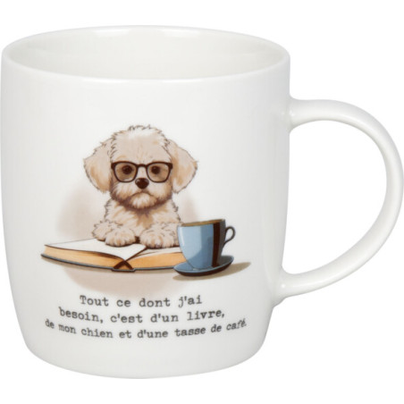 Mugs, livres, chien et café (français) - 400 ML - KONITZ