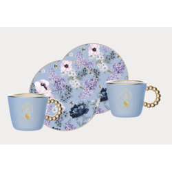 SET 2 TASSES 8cl + SOUCOUPES -BRIDGERTON - BIALETTI