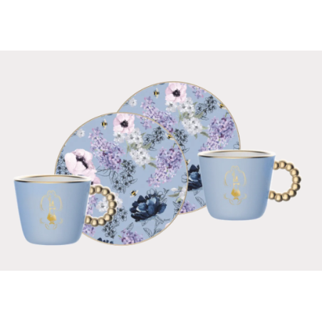 SET 2 TASSES 8cl + SOUCOUPES -BRIDGERTON - BIALETTI